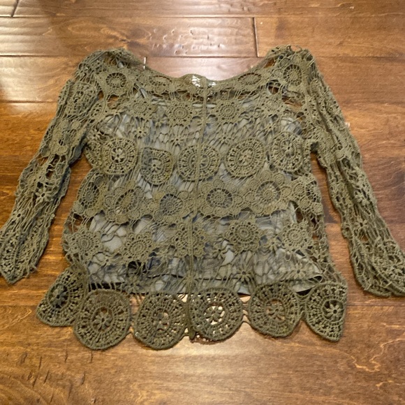Y2K Vintage Sage Green Crochet Top - Picture 6 of 6